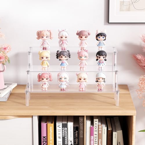 2 Packs Acrylic Display Stand Riser,3 Tier Perfume Organizer Cupcake Stand - color: Clear, size: 11.6x3.1 inch