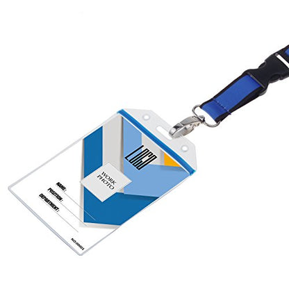 Wisdompro 10 Pack Vertical Thick Clear ID Badge Holder with Ziplock, Blue - color: Blue Zip, size: 10 Pack Vertical