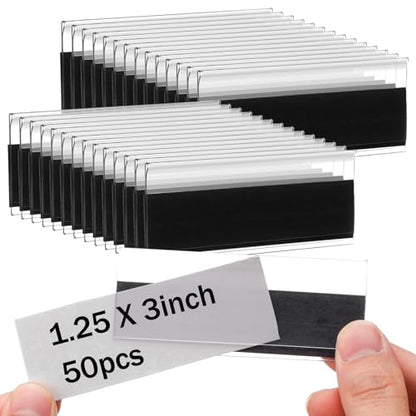Fainne 50 Pcs Magnetic Shelf Label Holders, 1.25 x 3 Inches - size: 1.25 x 3 Inches