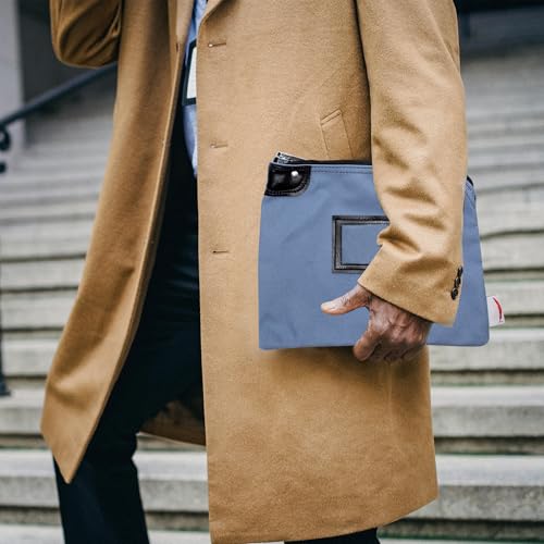 Locking Canvas Cash Bag, Gray Blue, 9 x 12 Inch - color: Gray Blue