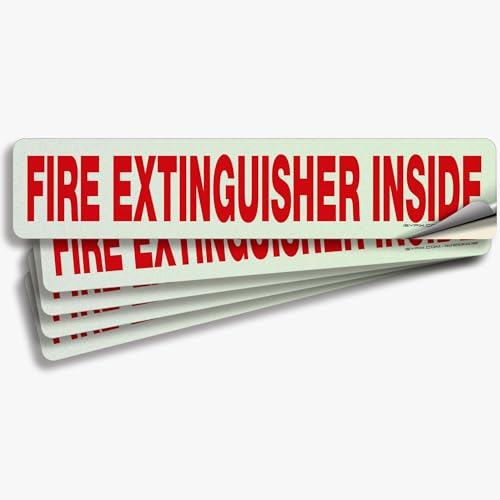 iSYFIX Fire Extinguisher Inside Sign, 12x2.5 Inch, White Reflective, 5 Pack - color: White Reflective, size: 12x2.5 (5 Pack)