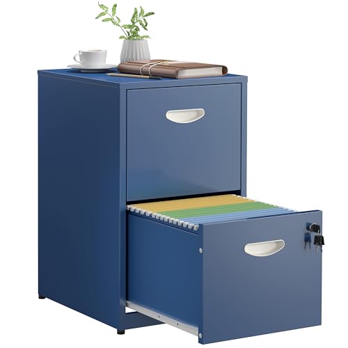 SteeLoong 2 Drawer File Cabinet,Metal Office File Cabinet with Lock,Blue - color: Blue, style: 2 Drawer Light Duty