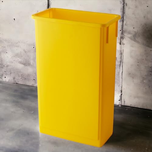 23 Gallons Yellow Plastic Trash Can, Slim Industrial Commercial Kitchen Garbage Can for Home and Office Use - color: Yellow, size: 23 Gallon