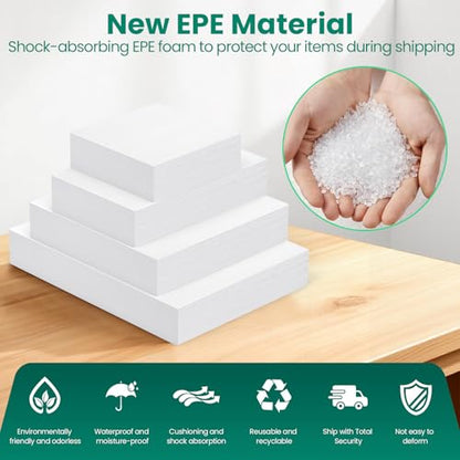 560Pcs Dish Packing Supplies for Moving, 280Thickened High-Density Foam Wrap Pouches & Sheets for Plates and Fragile Shipping Storage, 4 Sizes (16x12",12x12",12x7.8",7.8x7.8")with 280 Fragile Stickers