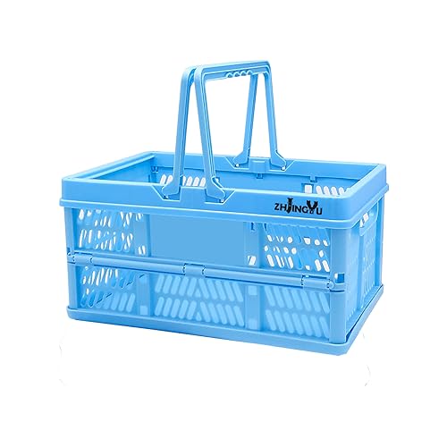 Collapsible storage crates ,plastic baskets for organize 14.96x 9.84"x7.87" - color: Blue, size: 14.96"x9.84"x7.87"