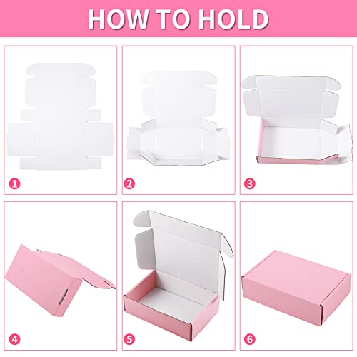 Spakon 50 Packs Shipping Boxes, Cardboard, Pink, 6 x 4 x 1.6 Inches - color: Pink, size: 6 x 4 x 1.6 Inches