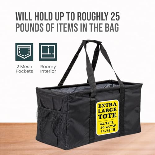 Extra Large Utility Tote Bag - Oversized Collapsible Beach Bag - Black - color: Black