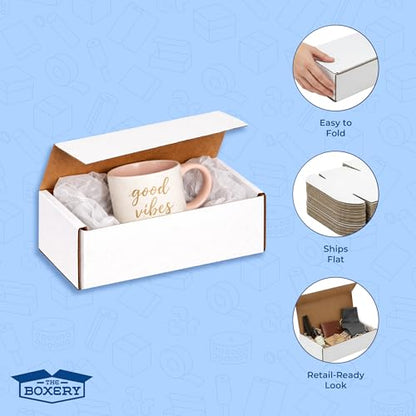 The Boxery Corrugated Mailers White Tuck Shipping Boxes (6x4x3) - size: 6x4x3