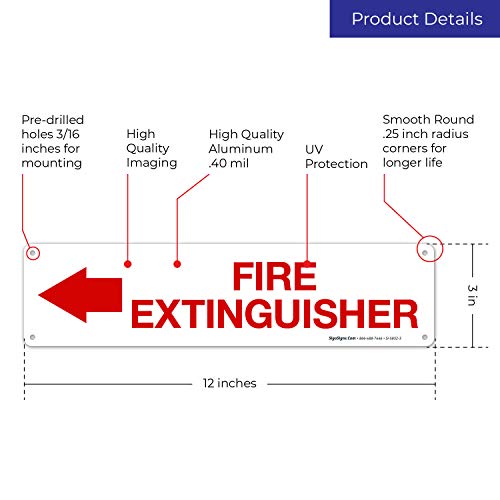 Fire Extinguisher Sign, Fire Safety Sign, (SI-5832) - size: 3x12 2 PK