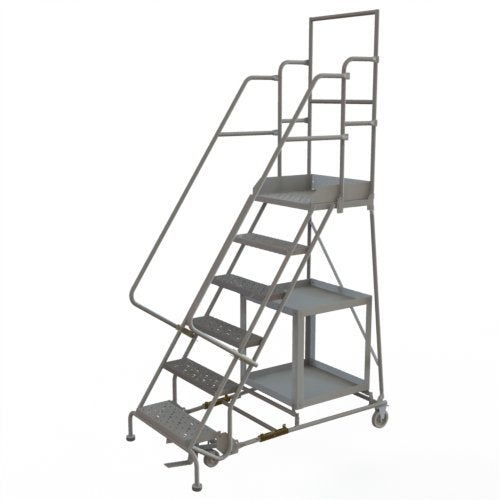 Tri-Arc KDSP106246 6-Step Stock Picking Industrial & Warehouse Steel Rolling Ladder with Perforated Tread - size: 6-Step, style: Perforated Tread