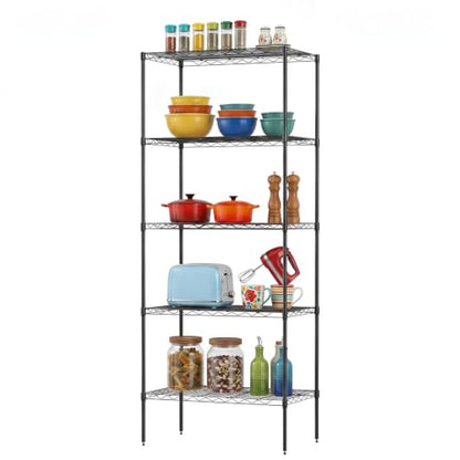 BestOffice | 5-Tier Wire Shelf | 14" x 24" x 60" | Black - color: Black, size: 14"D x 24"W x 60"H