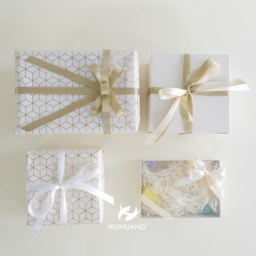 HUIHUANG Light Champagne Double-Faced Satin Ribbon 1/2" x 50 Yds - color: Light Champagne, size: 1/2 inch