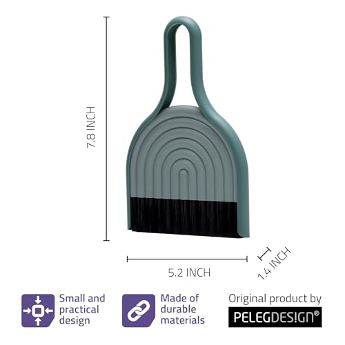 Peleg Design DustArch - Mini Dustpan and Brush Set, Small Dustpan and Broom with Modern Charm, Handheld Broom and Dustpan Set for Home, Office & Travel - color: DustArch - Green
