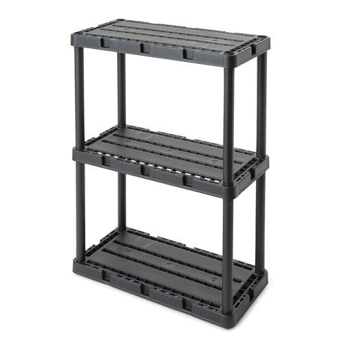 Gracious Living Knect-A-Shelf 3-Shelf Solid Light-Duty Storage, Black - color: 3 Shelf - Black, size: 1 Pack