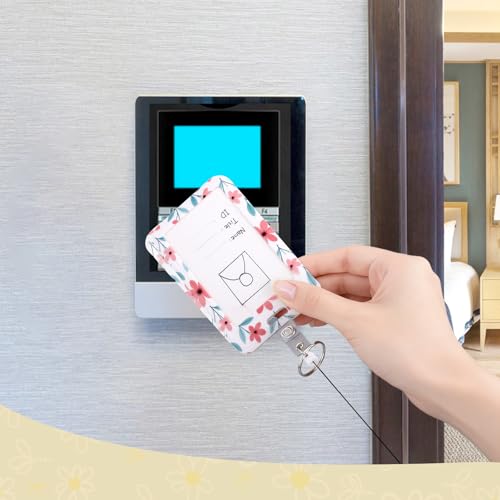 3 Pack Flower Badge Holder with Retractable Reel, Vertical Id Card Holder - color: Painting Flower