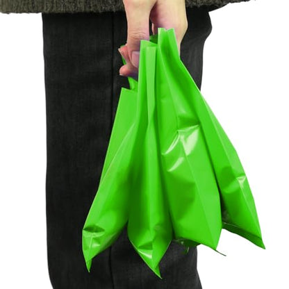 Green 100 PCS Small Gift Bags, 6"x8" Goodie Party Favor Bags with Handle, Treat Retail Pouches for Kids Birthday, Christmas, Small Business - color: Green-100PCS