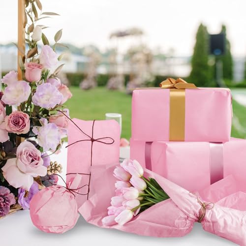 120 Sheets 14 x 20 Inch Pink Tissue Paper for Gift Bag Wrapping - color: Pink