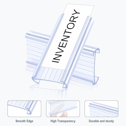 Lenink 100Pcs Wire Shelf Label Holders with 100Pcs Label Paper Inserts, Plastic Wire Rack Label Holder Compatible with Metro and Nexel 1-1/4in Shelves, Label Area 3in Lx1.25in H - color: Transparent, size: 3in (100 Pack)
