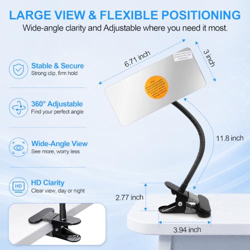 6.7" x 3" Rectangle Convex Traffic Mirror for Indoor Safety - size: 6.7"L x 6.7"W