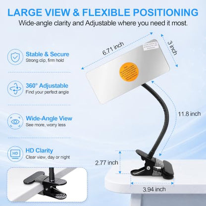 6.7" x 3" Rectangle Convex Traffic Mirror for Indoor Safety - size: 6.7"L x 6.7"W