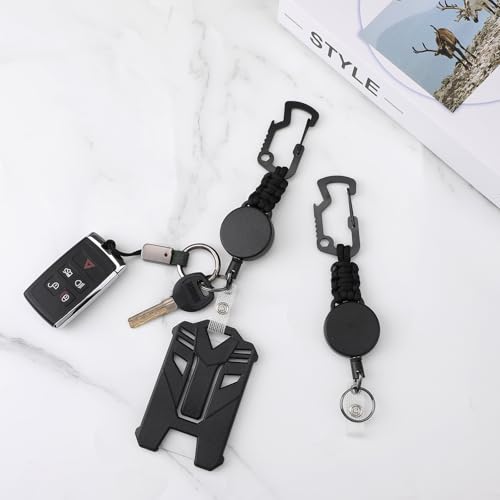 2 Pack Heavy Duty Retractable Badge Reel with Hard Id Holder - style: 2 Set Tactical Badge Holder
