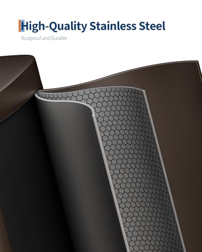 Garvee 13 gal / 50 L Metal Kitchen Trash Can with Lid, Large Rustproof Garbage Can for Kitchen, Step-on Trash Bin with Inner Bucket, Rear Handle, Soft Close Lid, Brown - color: Brown, size: 13.2 gal Single