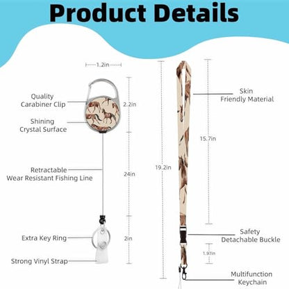 Vertical ID Badge Holder with Detachable Lanyard - Art Horse Herd - color: Art Horse Herd