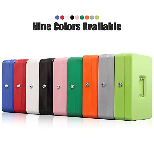 KYODOLED Locking Cash Box with Lock,Money Box with Cash Tray,Lock Safe Box with Key Money Saver,Money Saving Organizer,11.81Lx 9.45Wx 3.54H Inches,Limegreen XL Large - color: Limegreen