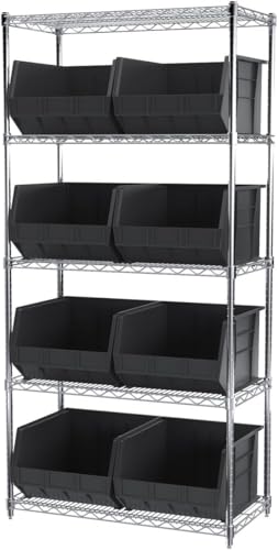 Akro-Mils AkroBins Stackable Plastic Storage Organizer Bins, Black, 3-Pack - color: Black