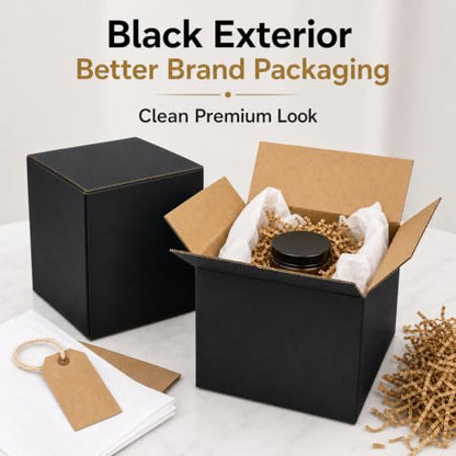 6x6x6 Black Shipping Boxes, Pack of 35 - size: 6"x6"x6"