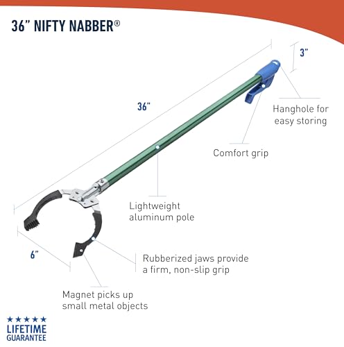 UNGER 36" Nifty Nabber Reacher, Built-in Magnet, Ergonomic Grip - size: 36"