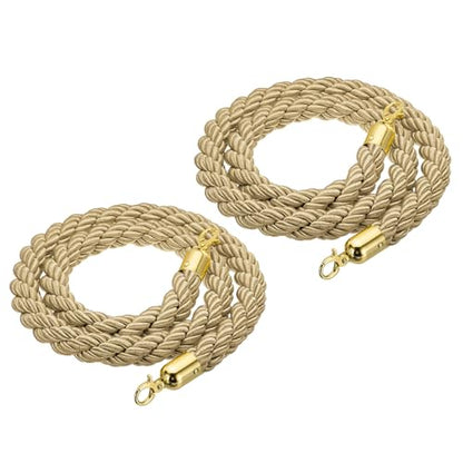 PATIKIL Stanchion Rope 1.5m/5Ft Barrier Golden Hook Champagne Gold 2 Pack - color: Champagne Gold/Golden