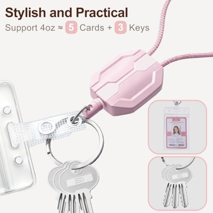 Oaridey 2 Pack Retractable Lanyards for ID Badges Holder, Safety Breakaway - color: 2 Packs-pink