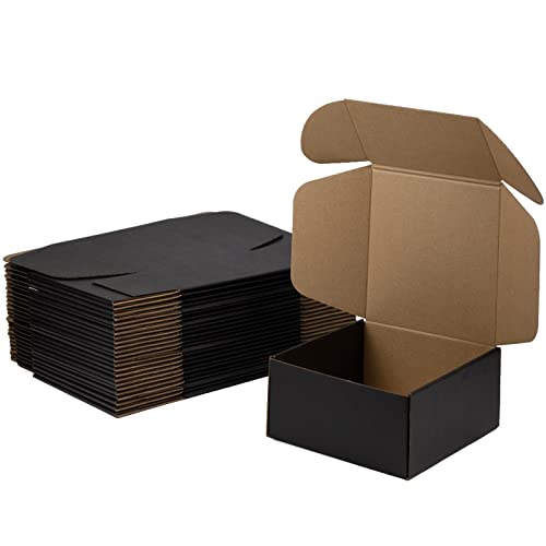 8x8x4 Inches Shipping Boxes Pack of 25, Packaging Corrugated Cardboard Mailer Boxes for Small Bussiness, Black - size: 8 x 8 x 4 inch