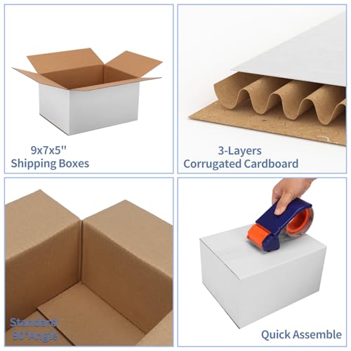 Hoikwo 9x7x5 Shipping Boxes Set of 30 - color: White, size: 9x7x5-30 Boxes