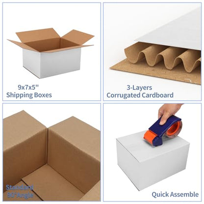 Hoikwo 9x7x5 Shipping Boxes Set of 30 - color: White, size: 9x7x5-30 Boxes
