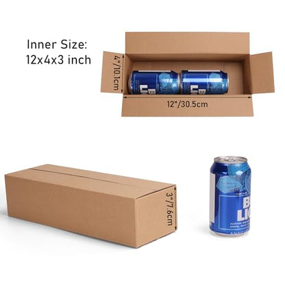CRUGLA 40 Packs 12x4x3 Shipping Boxes for Small Business, Corrugated Cardboard Boxes Bulk for Shipping Packing Mailing - size: 12x4x3 Inch