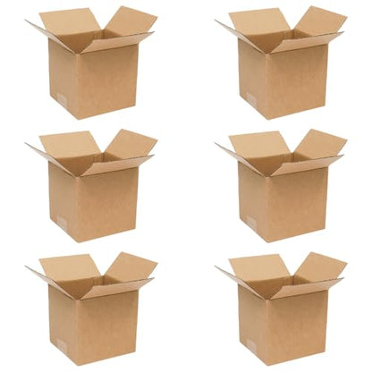 6 Pack 6x6x6 Shipping Boxes Brown Corrugated Cardboard Mailers - size: 6x6x6in