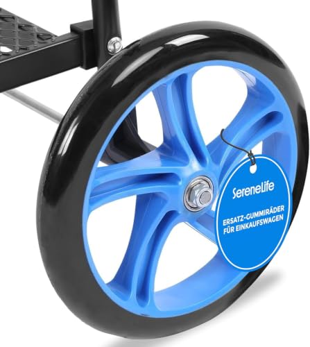 SereneLife 360 Degree Rolling Swivel Caster Front Wheels, Heavy Duty Replacement Rubber Wheels for Shopping Carts, Works Great with Foldable Shopping Cart