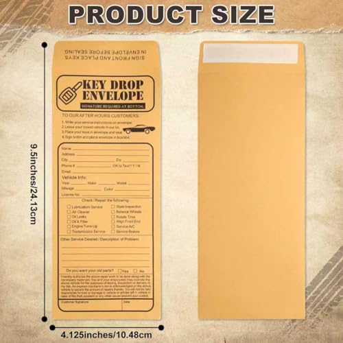 100 Pack Heavyweight Key Transfer Envelopes – Secure Adhesive Mailers for Auto Services (4.125"x9.5")