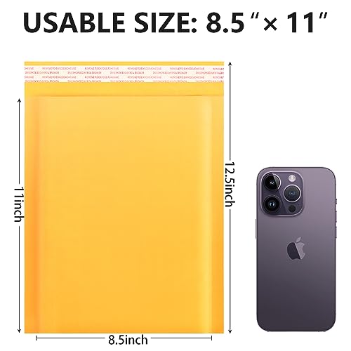 Kraft Bubble Mailers 8.5x11inch 50Pack Yellow Self-Seal Padded Envelopes Bubble Opaque Padded Mailers Shipping Bags for Small Businesses to Package and Mail Jewelry, Electronic Products - size: 8.5x11-50Pc