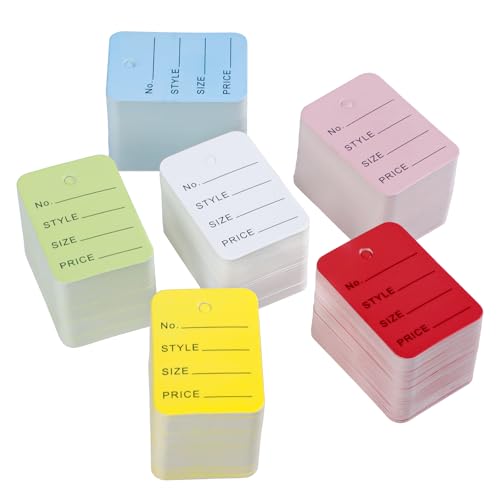 Uniclife 900 Pcs Unstrung Price Tags for Clothes Writable Colored Clothing Tag Without String Small Paper Tags for Pricing Hang Tag Labels for Retail Jewelry Merchandise, 2" x 1 2/5" - color: Rectangular-6 Colors