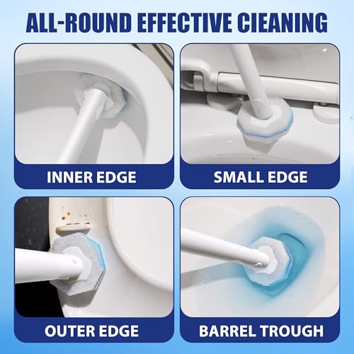Disposable Toilet Bowl Cleaner Wand and Holder Set with 30 Refills