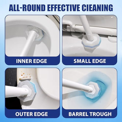 Disposable Toilet Bowl Cleaner Wand and Holder Set with 30 Refills