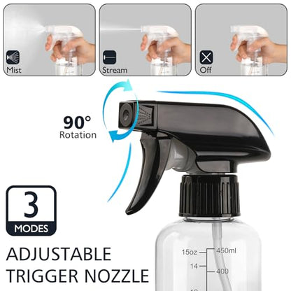 Spray Bottles 2 Pack 10oz 360° Any-Angle Spraying for Cleaning - color: Black, size: 10oz