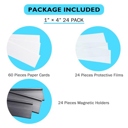 24 Pack 1" × 4" C Channel Magnetic Label Holder for Metal Racks Shelves Tool Box Drawers Magnetic File Cabinet Labels - size: 1 x 4 inch 24pcs