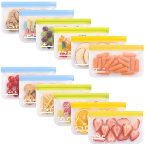 SPLF 12 Pack Dishwasher Safe Reusable Snack Bags - color: Colorful, size: 12 Pack-12 Snack