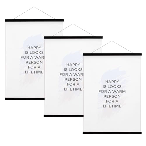 FALAMON 3 Pack Magnetic Poster Hanger Frame, Magnet Poster Frame for Posters, Prints, Photos, Pictures, Maps, Scrolls, and Canvas Artwork (Black, 8") - color: Black, size: 8 inch(3 Pack)