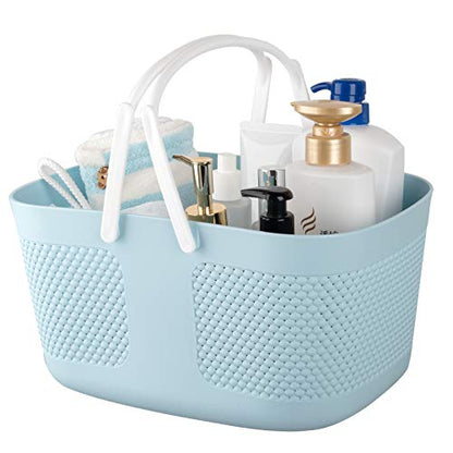 rejomiik Portable Plastic Shower Caddy Basket Organizer with Handles, Blue - color: Blue