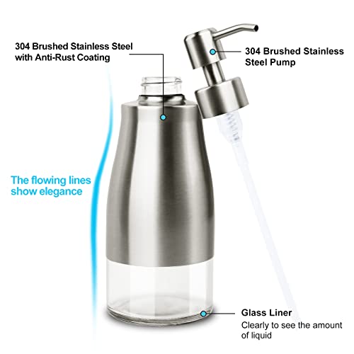 AUMIO 2-Pack Soap Dispenser Set, Brushed Nickel & Black with Glass Liner - color: Matte Black & Silver